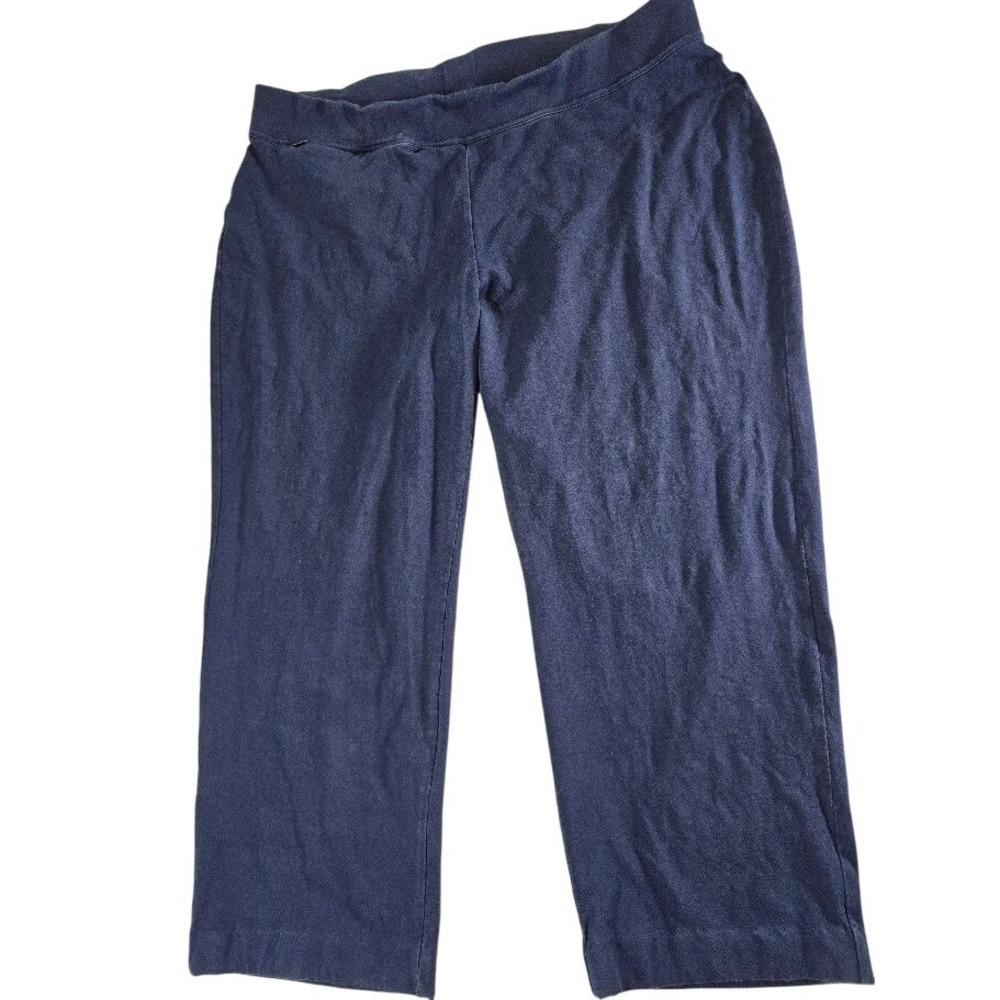 Lands' End Pants Cotton Women 2X Navy Blue Lounge-Hemed see pics for length